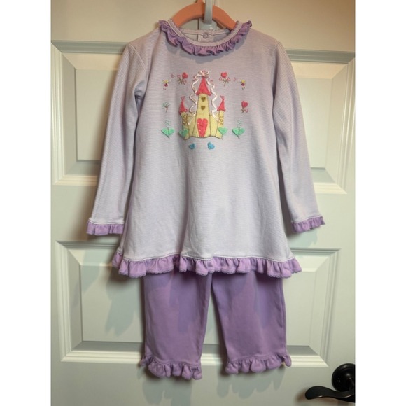 Squiggles By Charlie Other - Squiggles by Charlie Girls Purple Pima Cotton Castle Ruffle Pajama Set 4/5